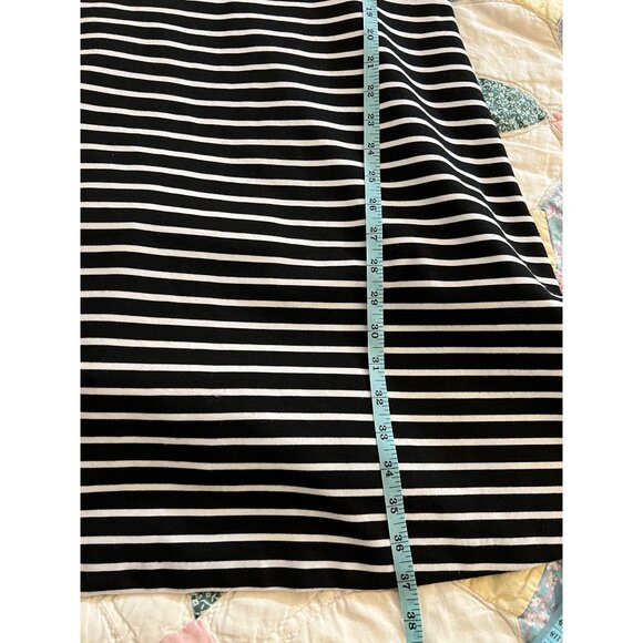 Talbots Stripe Sleeveless Skater Dress Fit Flare Black White Knit  Med Petite MP - Picture 9 of 9